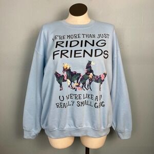 WE'RE Like A Really Small Gang Equestrian Horse Sweatshirt Gildan Womens Size XL